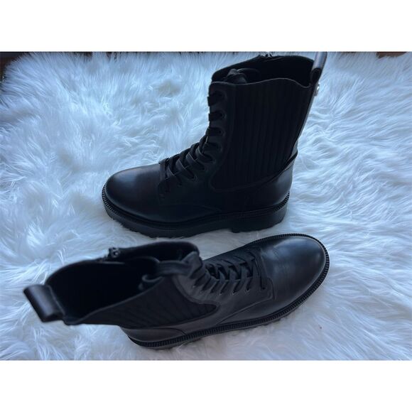 🆕 SAM EDELMAN Women's Evina Black Lace-Up Knit Combat Boots Size 9.5 - Picture 9 of 12